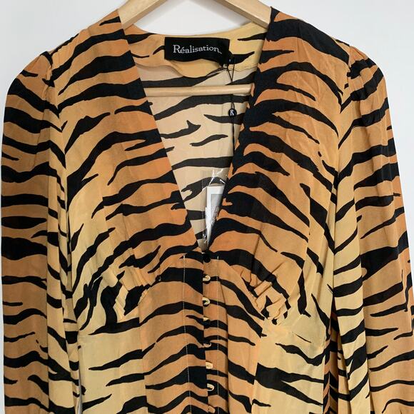 Realisation Vivienne Midi Dress Tiger Small New Silk Womens Small - Picture 6 of 16